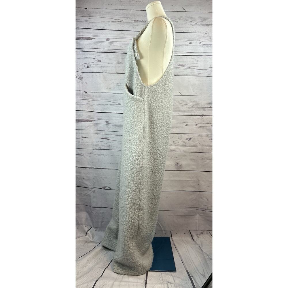 Halara Teddy Fuzzy Overalls Women M Light Gray Plush Wide Leg Romper Jumpsuit - Picture 2 of 4